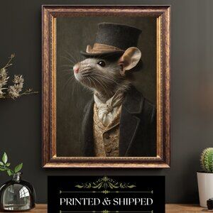 Victorian Mouse Gentleman Portrait Vintage Animal Art Anthropomorphic Print